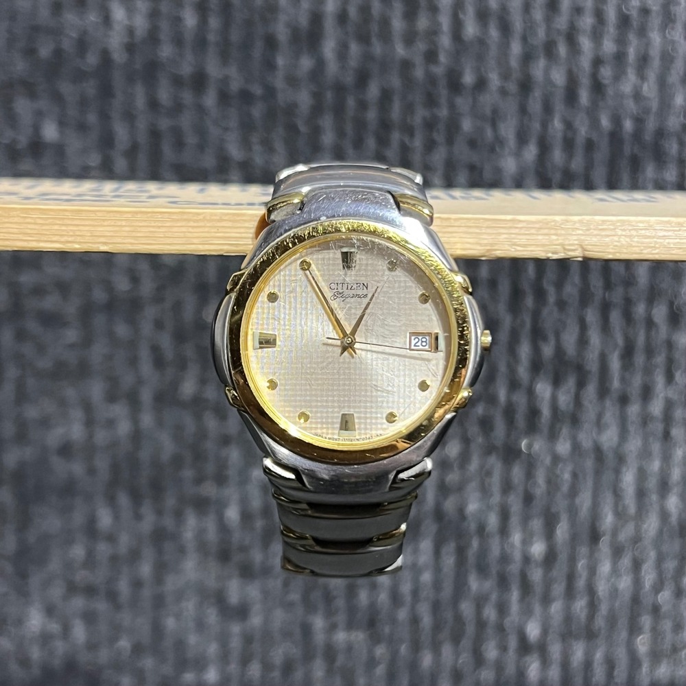 Vintage Citizen Elegance Watch Mens Silver Gold Two Tone Signature 1112-S66137